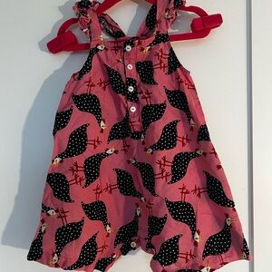 Fábula (farm rio) Pink Bird Print Baby Romper